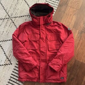 Abercrombie & Fitch Parka Shell Jacket Men's Small Red Hooded Zipper NWT $140
